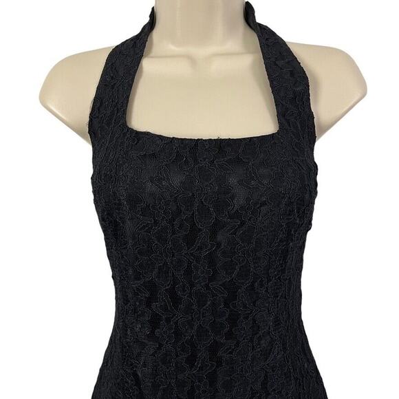 Liz Claiborne Halter Vintage Square Neck Lace Midi Formal Dress Whimsigoth 6 P - Picture 5 of 15